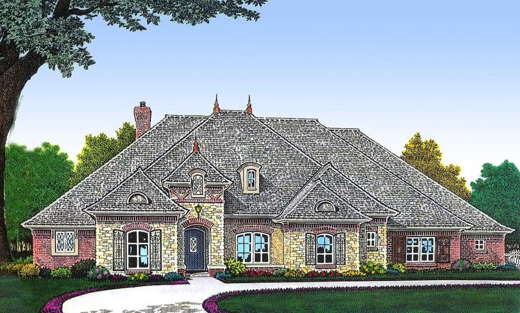 Spacious 3-Bedroom 1-Story Modern Farmhouse With Large Porch and Side Garage (Floor Plan)