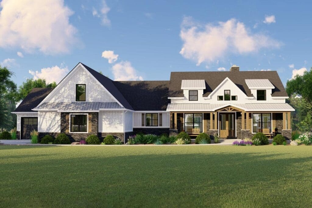 4-Bedroom 2-Story Farmhouse With Spacious Bonus Room and Front-Side 3-Car Garage (Floor Plan)