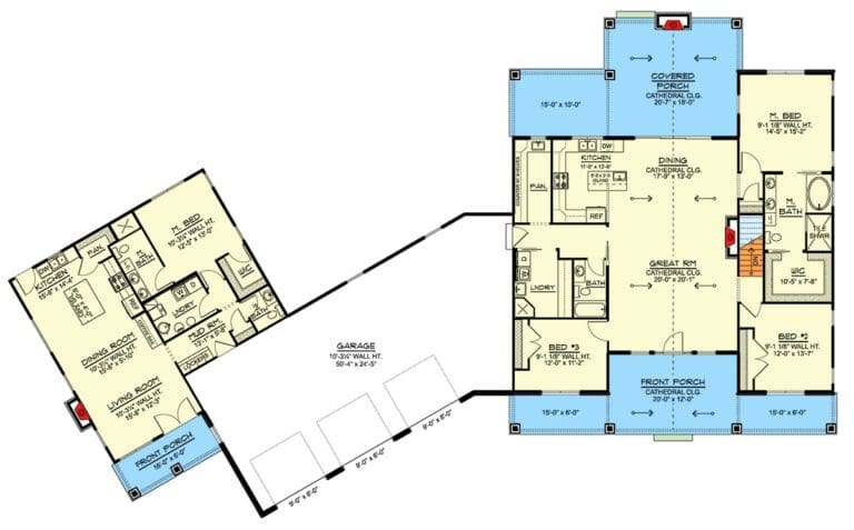 4-Bedroom Farmhouse With Courtyard Garage & Private Apartment (Floor Plan)