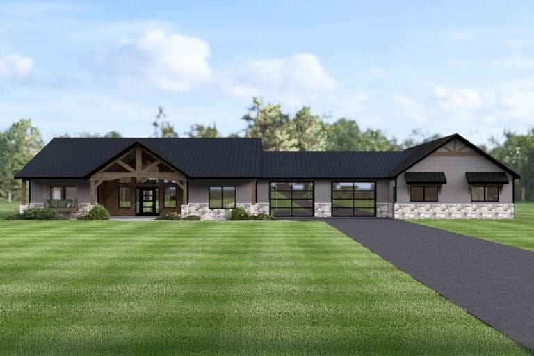 4-Bedroom 1-Story Modern Farmhouse With Expansive Outdoor Living (Floor Plan)