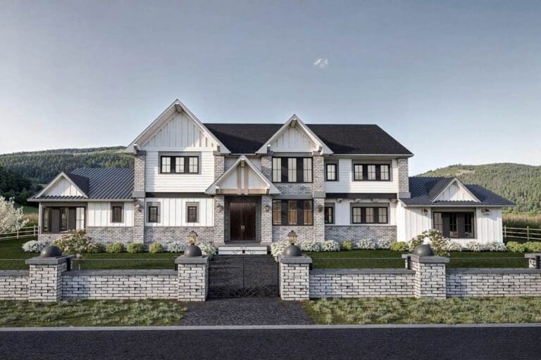 4-Bedroom 2-Story Modern Farmhouse with Expansive Rear Porch (Floor Plan)