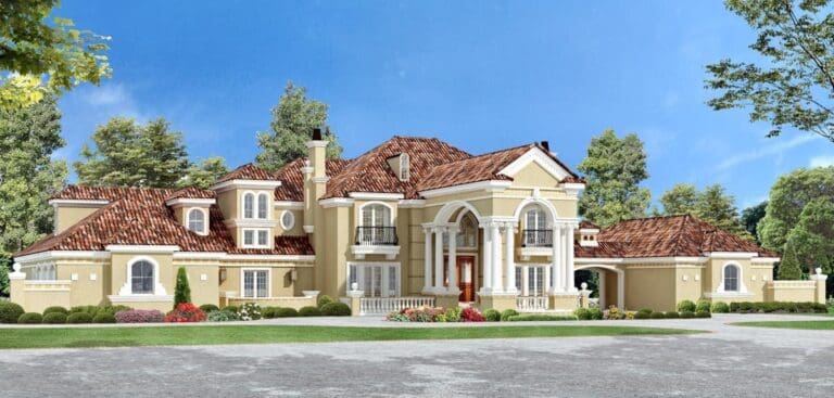 5-Bedroom Two-Story European House with Porte Cochere (Floor Plan)