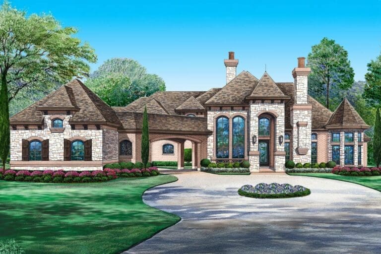 5-Bedroom Dual-Story European Estate Home with Bonus Room (Floor Plan)