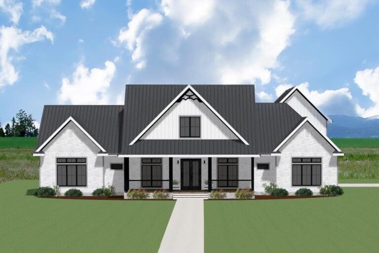 4-Bedroom 1-Story Modern Farmhouse with Optional Bonus Room over Garage (Floor Plan)