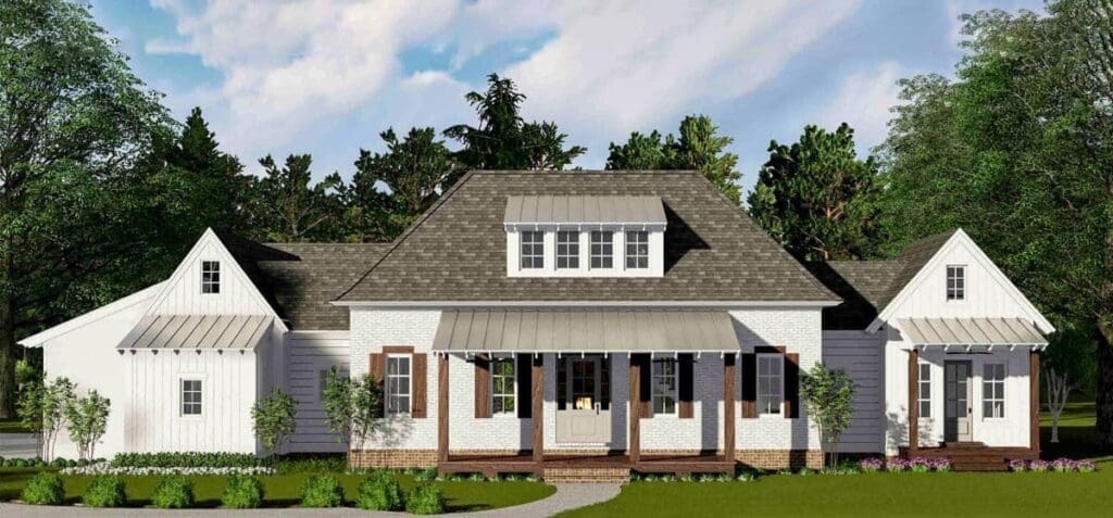 Dual-Story 4-Bedroom Country Farmhouse with Private Porch (Floor Plan)