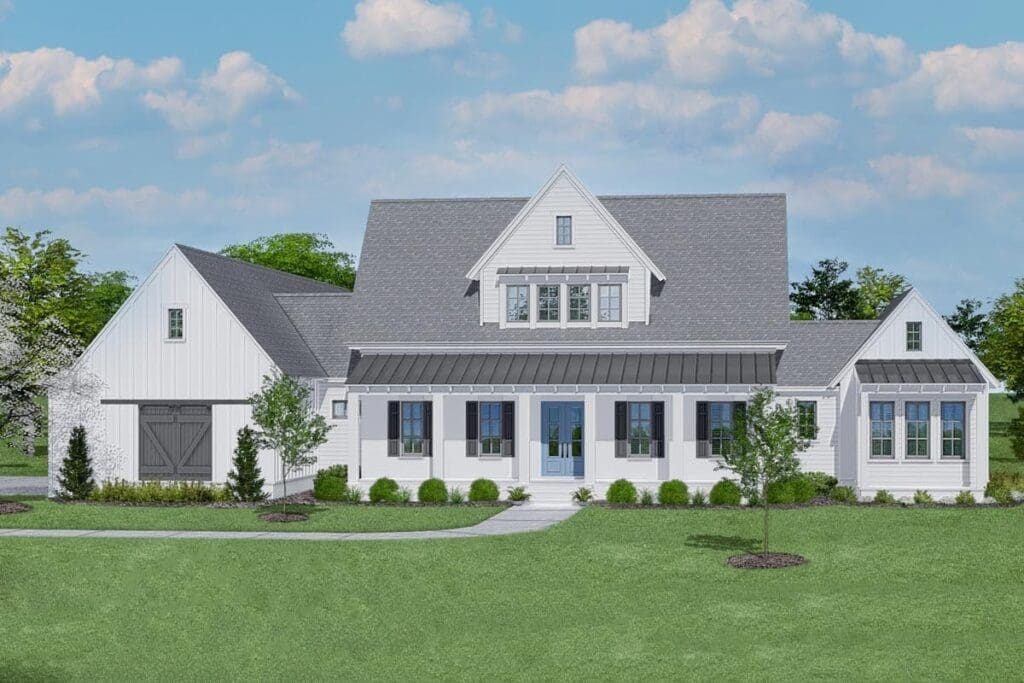 4-Bedroom Two-Story Modern Farmhouse with Front and Back Covered Porches (Floor Plan)