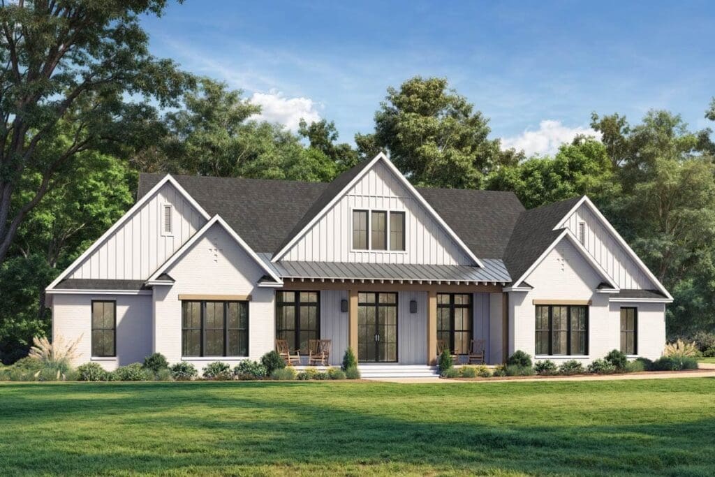 4-Bedroom 1-Story Modern Farmhouse With Expansive Outdoor Living and Side Garage (Floor Plan)