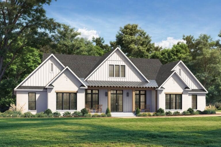 4-Bedroom 1-Story Modern Farmhouse With Expansive Outdoor Living and Side Garage (Floor Plan)
