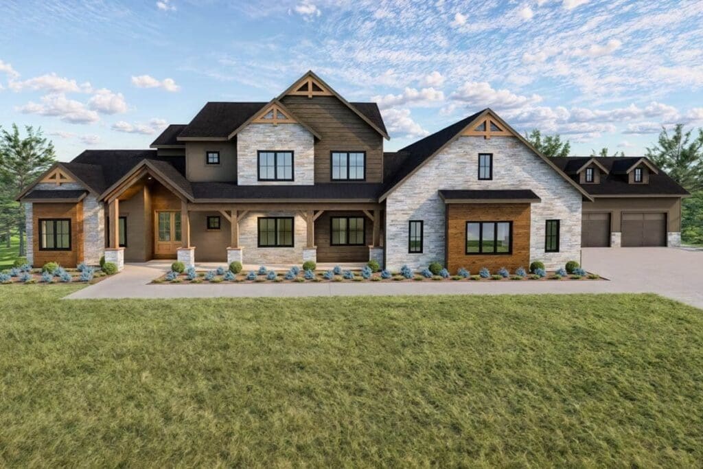 6-Bedroom Two-Story New American Craftsman House with Home Office (Floor Plan)