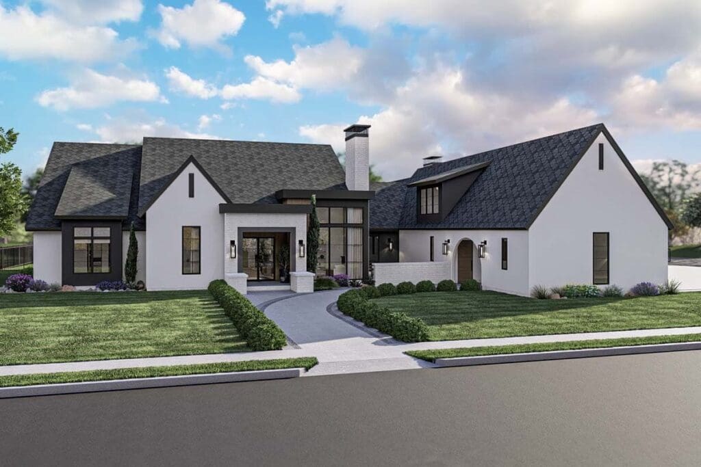 5-Bedroom 2-Story Modern Cottage House with Two Outdoor Fireplaces (Floor Plan)