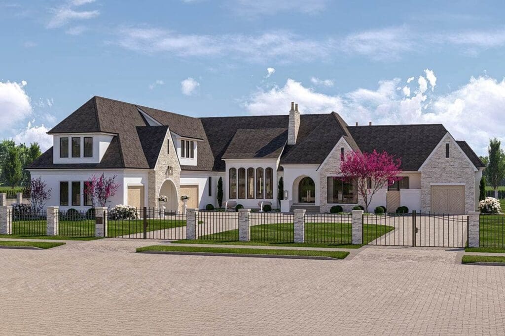 Two-Story 3-Bedroom European House with Loft and Home Office (Floor Plan)