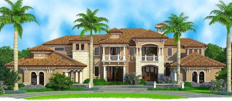 5-Bedroom 2-Story Mediterranean Villa with Residential Elevator (Floor Plan)