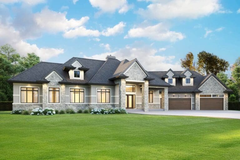 5-Bedroom One-Story European House with Optional Lower Level (Floor Plan)