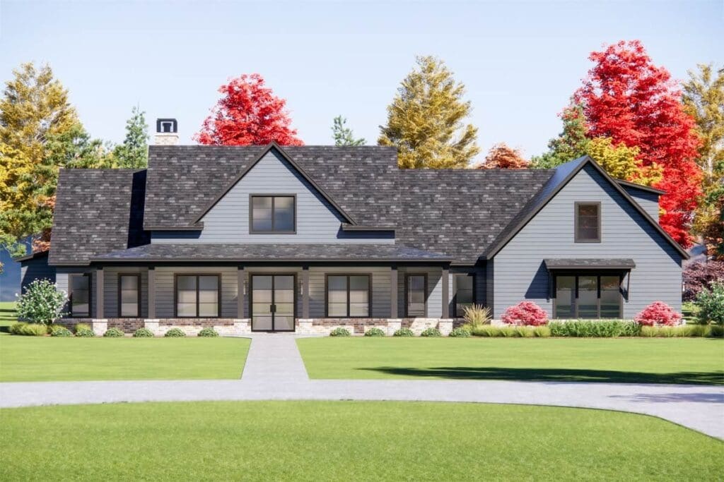 4-Bedroom 1-Story Modern Farmhouse With Expansive Front and Rear Porches (Floor Plan)