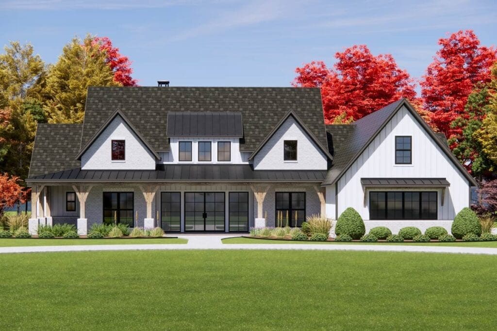 4-Bedroom 1-Story Modern Farmhouse With Bonus Room and Expansive Porches (Floor Plan)