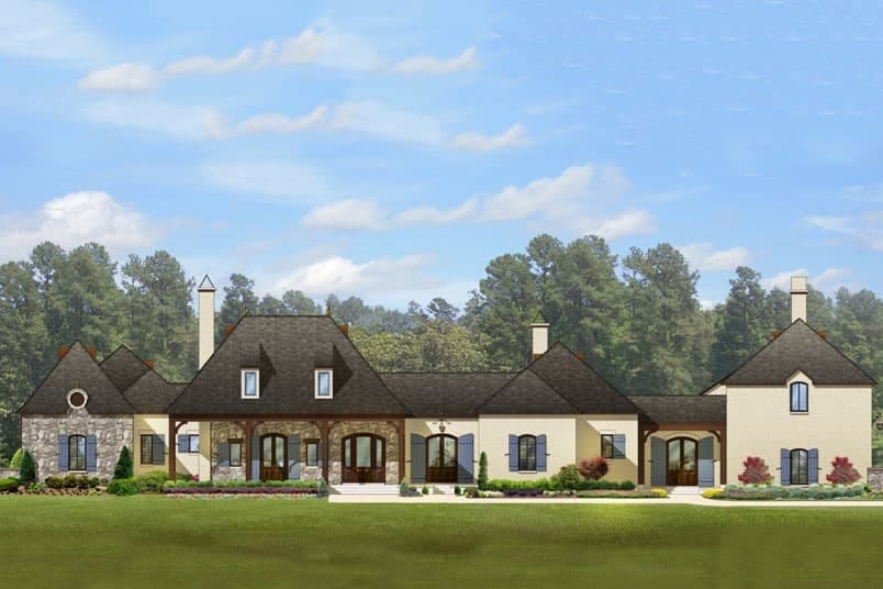 5-Bedroom 2-Story French Normandy House with Theater Room (Floor Plan)
