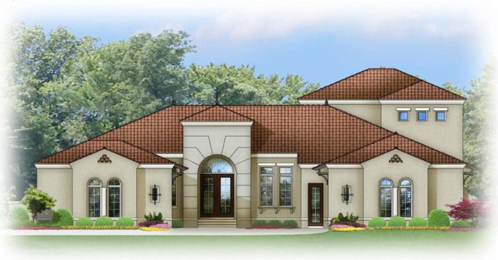 5-Bedroom Two-Story Mediterranean House with Outdoor Living Area (Floor Plan)