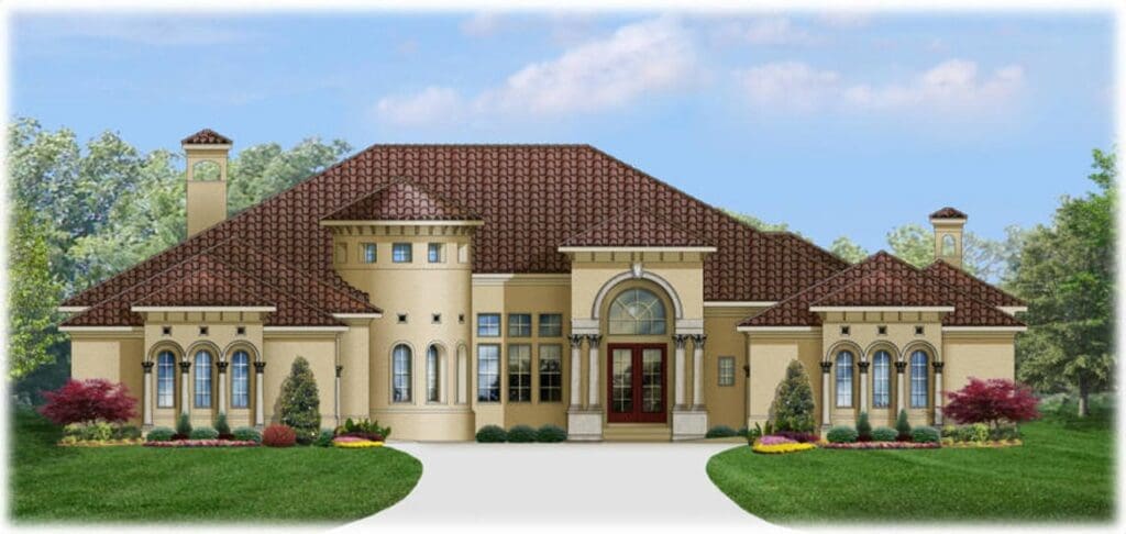 4-Bedroom 1-Story Luxury Modern Farmhouse With Courtyard 4-Car Garage (Floor Plan)