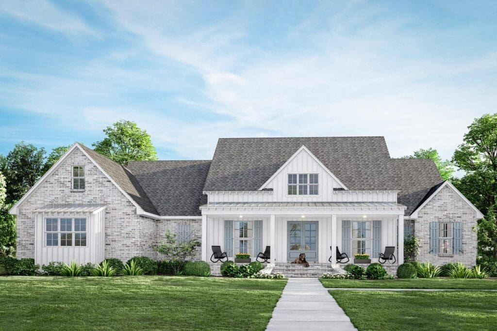 5-Bedroom One-Story Acadian Home with Split-Bed Layout (Floor Plan)