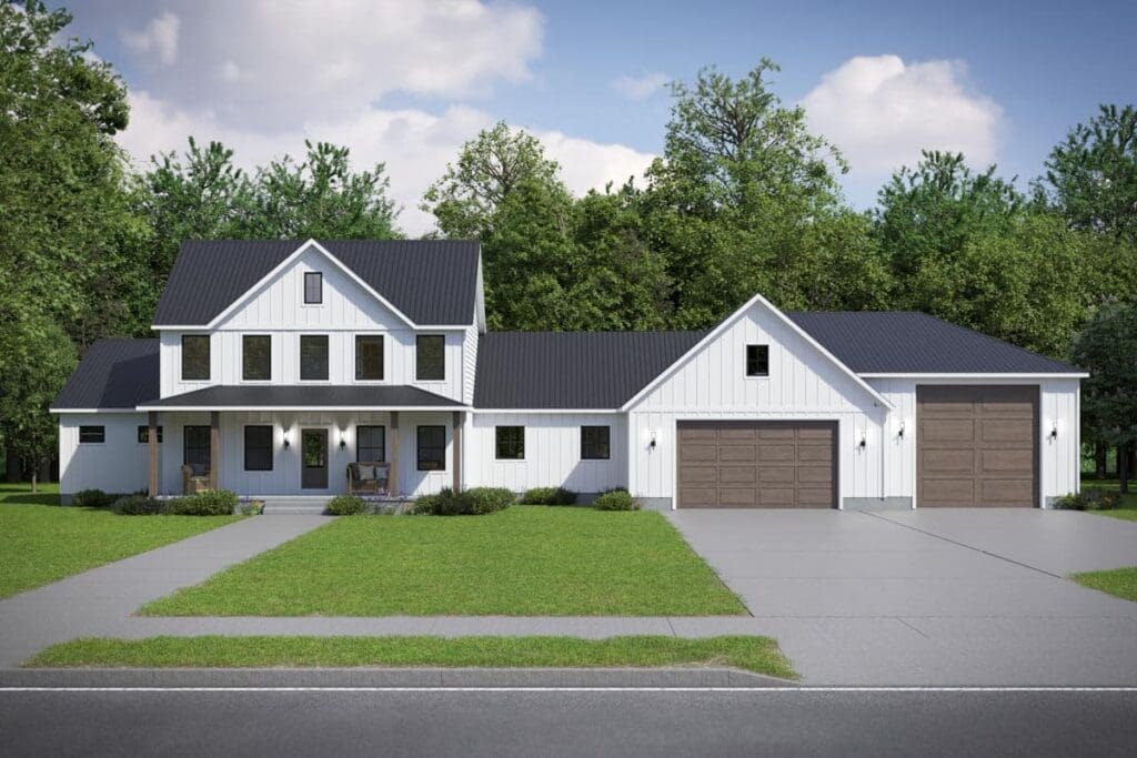 3-Bedroom Dual-Story Modern Farmhouse with Home Office (Floor Plan)