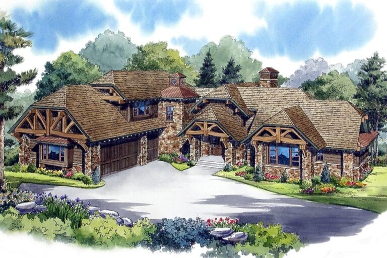 Two-Story 7-Bedroom Mountain Lodge with Finished Lower Level (Floor Plan)