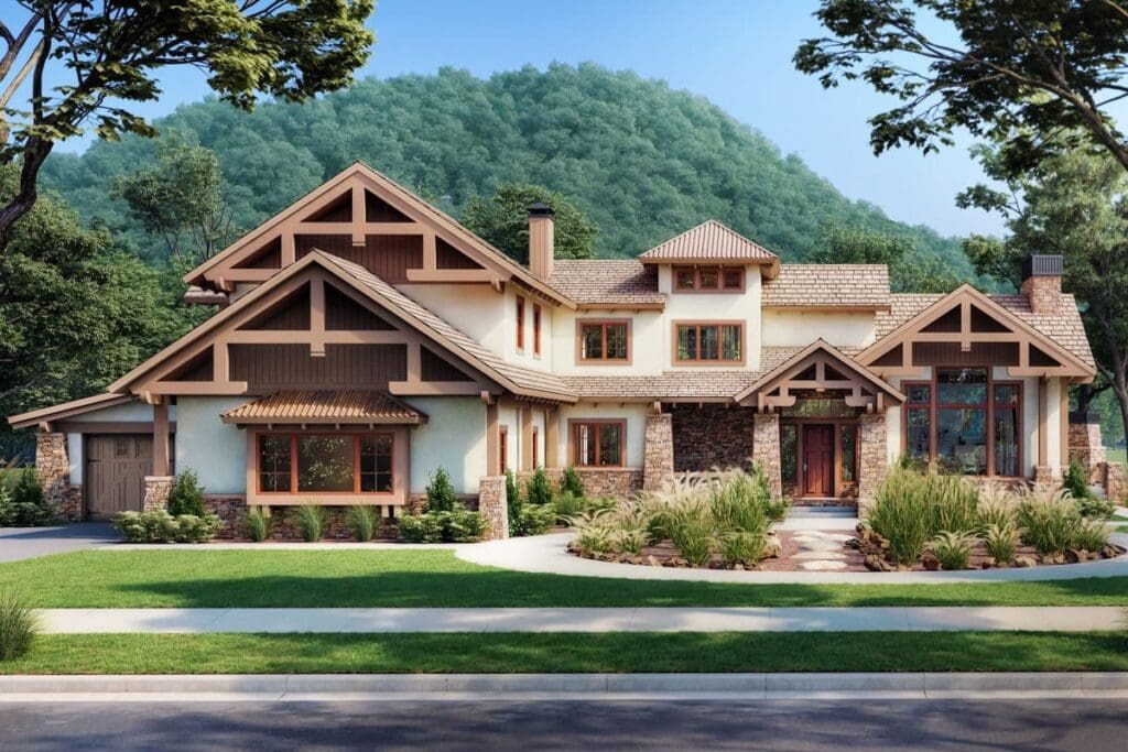 2-Story 3-Bedroom Craftsman House with Hearth Room (Floor Plan)