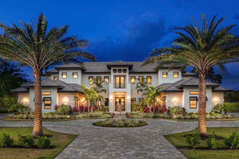 4-Bedroom 2-Story Contemporary Mediterranean Estate with Massive Lanai and 4-Car Garage (Floor Plan)