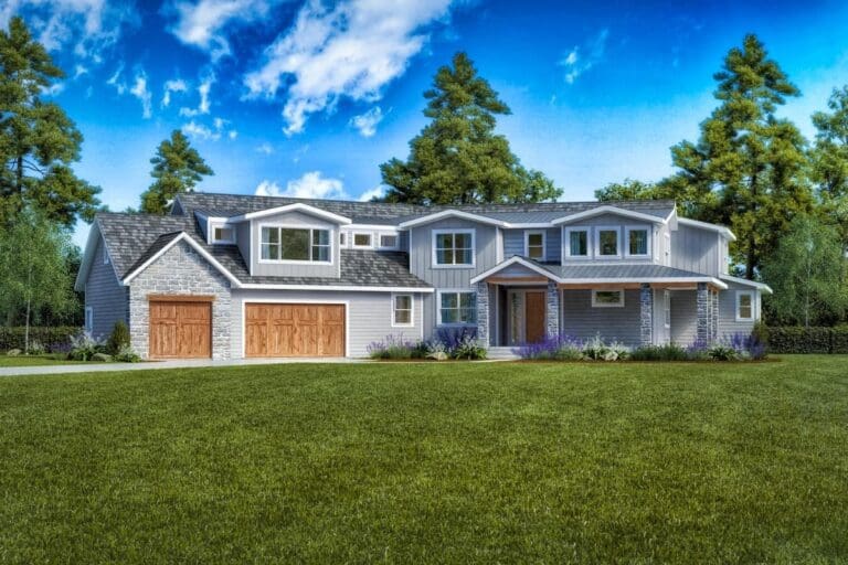 5 Bedroom 2-Story Modern Farmhouse with Courtyard Entry and Optional Lower Level (Floor Plan)
