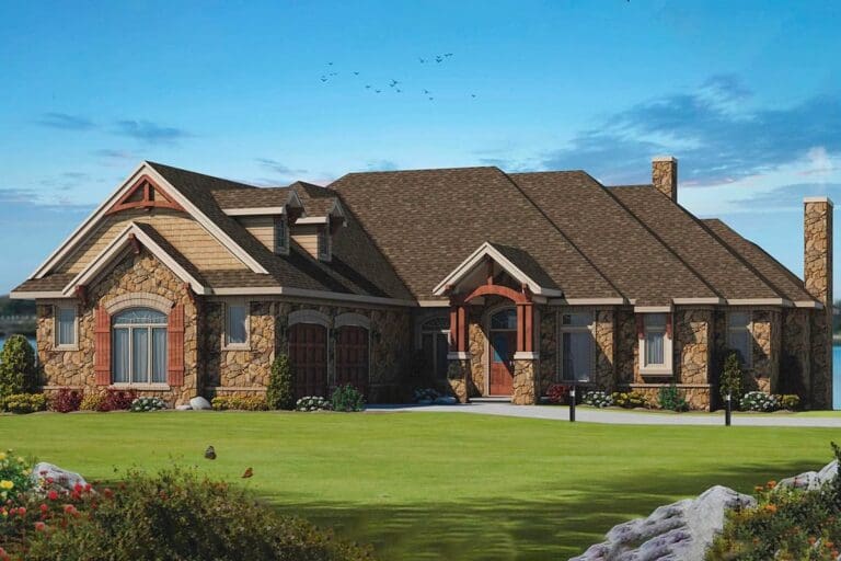 4-Bedroom 1-Story European Ranch Home with Walkout Basement (Floor Plan)