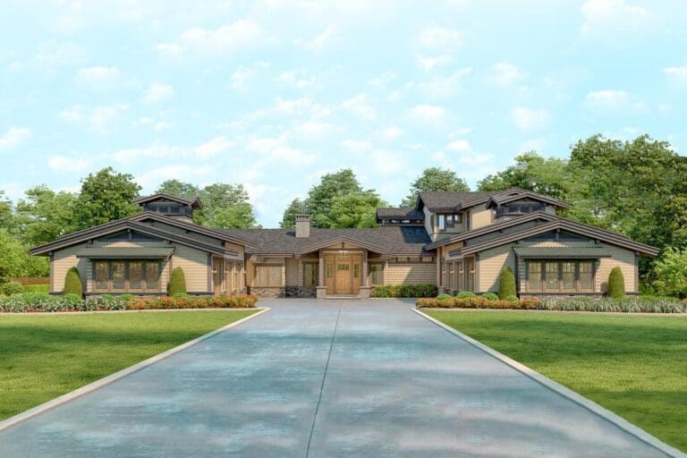 5-Bedroom 2-Story Luxury Home with Courtyard Entry and 6-Car Garage (Floor Plan)