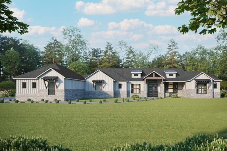 4-Bedroom 1-Story Contemporary Home with In-Law Suite (Floor Plan)