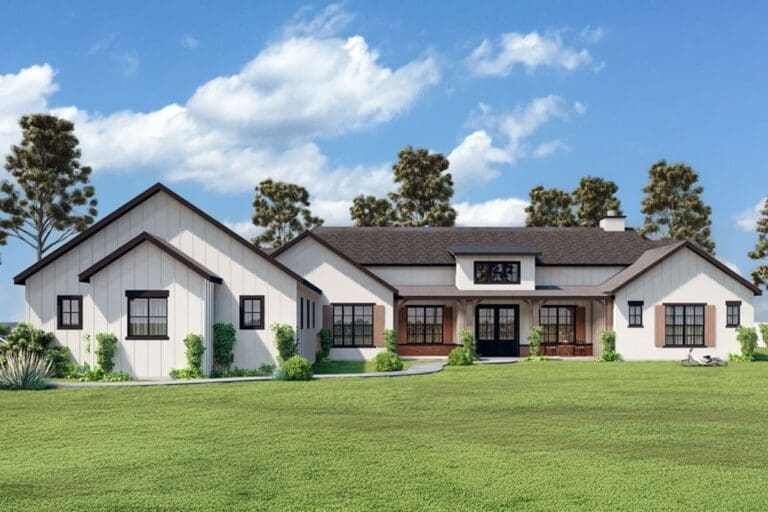 4-Bedroom One-Story Modern Farmhouse with Open Concept Living Space (Floor Plan)
