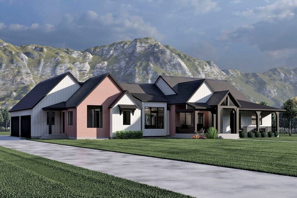 1-Story 4-Bedroom New American Farmhouse with Home Office (Floor Plan)