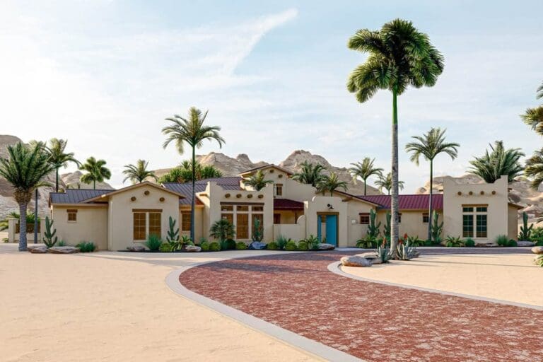 3-Bedroom Single-Story Southwest House with Angled Car Garage (Floor Plan)