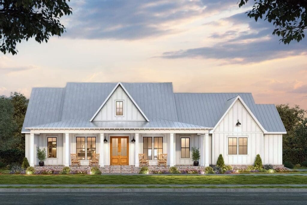 3-Bedroom Single-Story Country Farmhouse with Open Layout and Outdoor Living (Floor Plan)