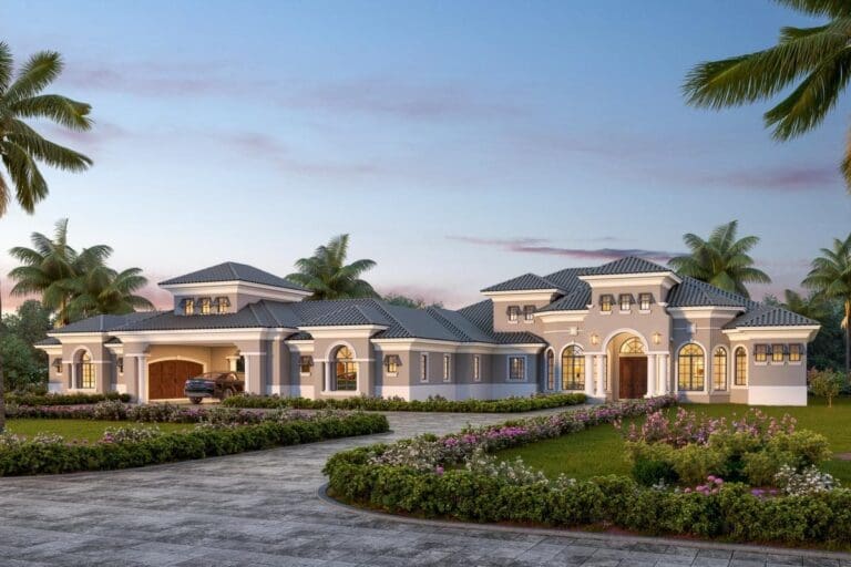 One-Story 4-Bedroom Mediterranean Coastal Home with Covered Lanai (Floor Plan)