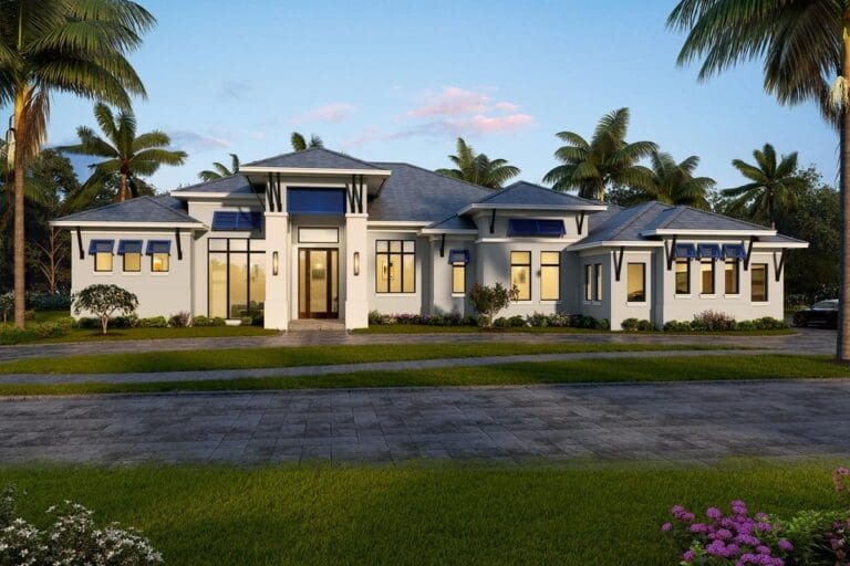 4-Bedroom 1-Story Contemporary Beach Home with Study Room (Floor Plan)
