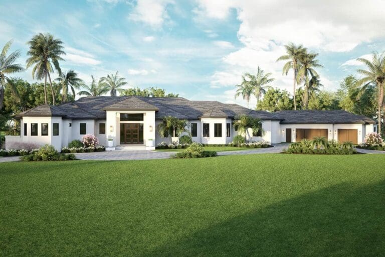 1-Story 4-Bedroom Coastal Contemporary Ranch House with game Room (Floor Plan)