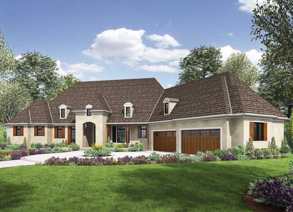 4-Bedroom Single-Story French Country Home with Finished Lower Level (Floor Plan)