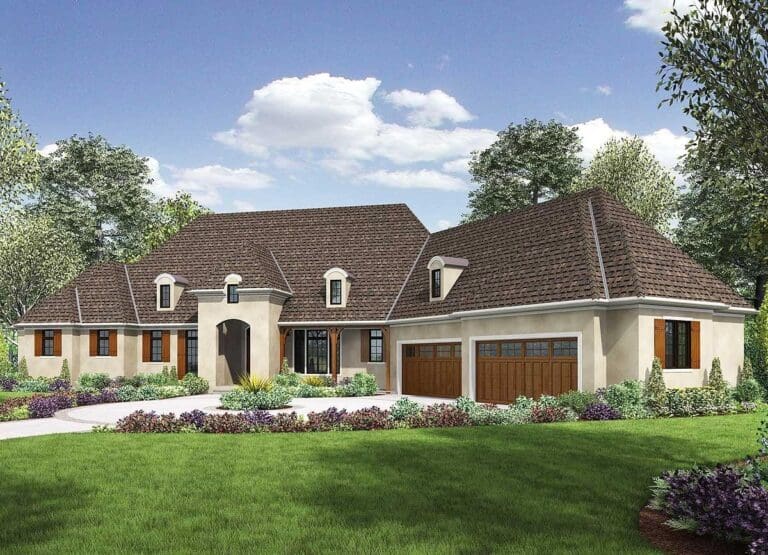 4-Bedroom Single-Story French Country Home with Finished Lower Level (Floor Plan)