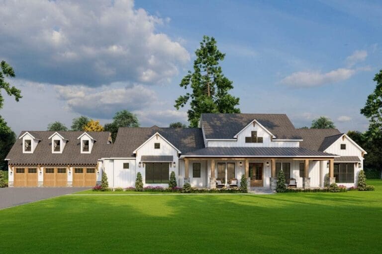 3-Bedroom 1-Story Luxury Farmhouse with Expansive Porches and Bonus Space (Floor Plan)