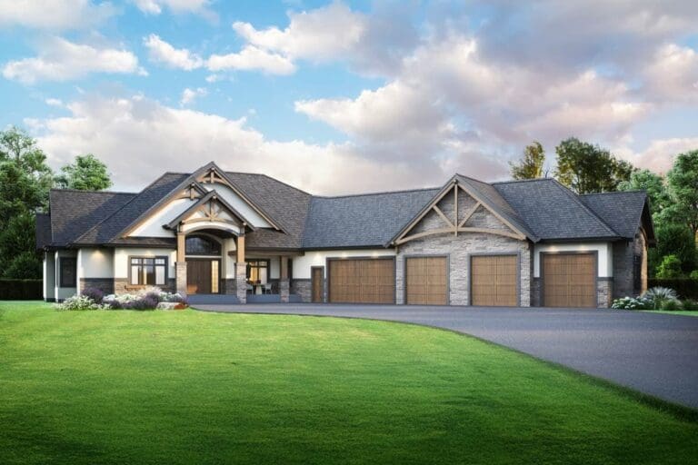 3-Bedroom 1-Story Mountain House with 5-Car Garage (Floor Plan)