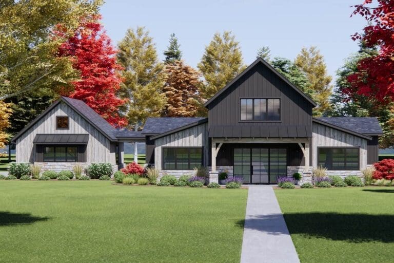 4-Bedroom 2-Story Farmhouse Plan with Loft Retreat and Rear Porch Living (Floor Plan)