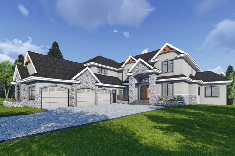5-Bedroom 2-Story Luxury Modern Farmhouse with Outdoor Living & Courtyard Entry (Floor Plan)
