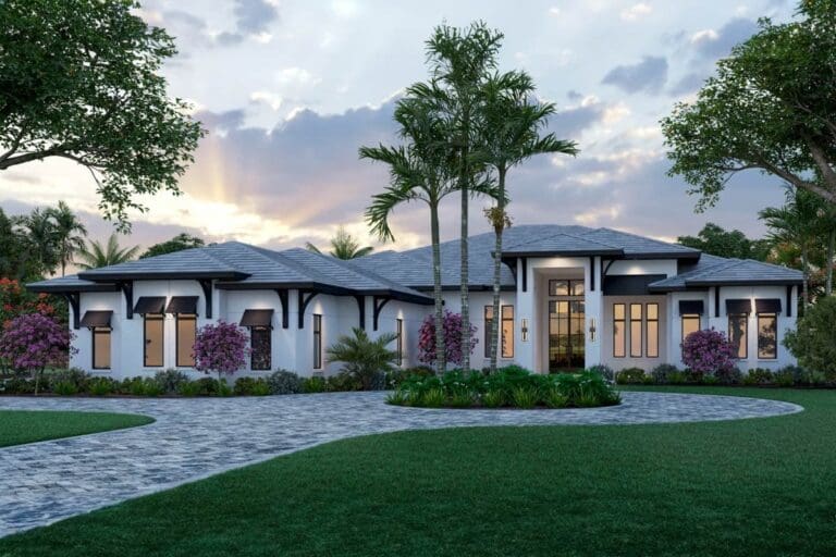 5-Bedroom 1-Story Coastal Contemporary House with Oversized Garage (Floor Plan)