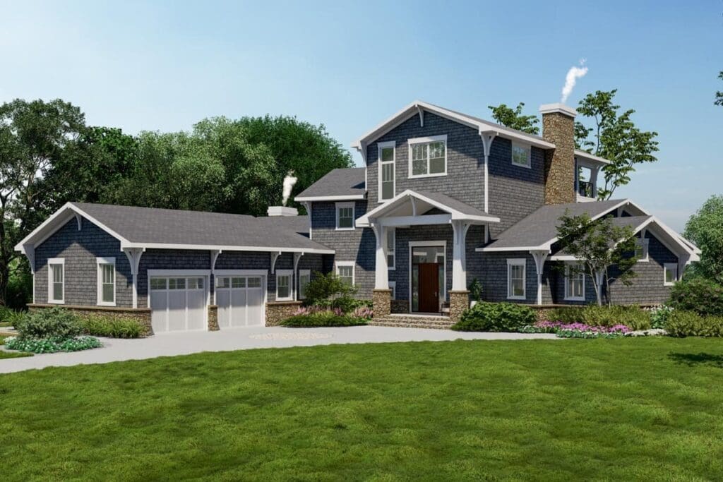 4-Bedroom Three-Story Craftsman Home with Stacked Rear Porches (Floor Plan)