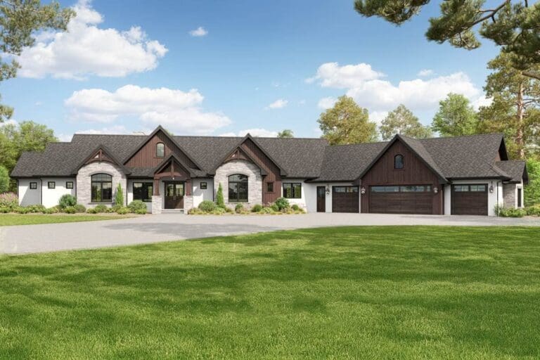 5-Bedroom 1-Story Mountain House with Oversized Angled Garage (Floor Plan)