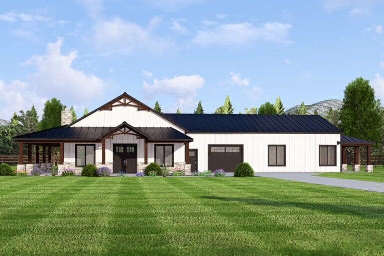 4-Bedroom 2-Story Modern Farmhouse with Private Apartment & Front-Entry Garage (Floor Plan)