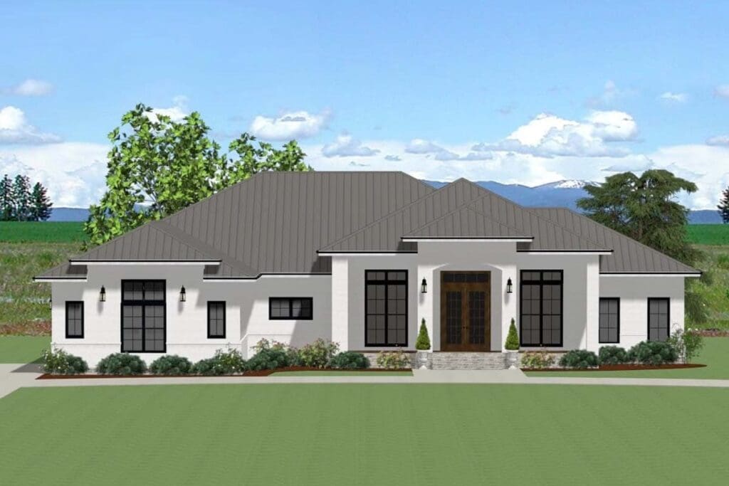 4-Bedroom Single-Story Transitional Home with Spacious Porches and 3-Car Garage (Floor Plan)