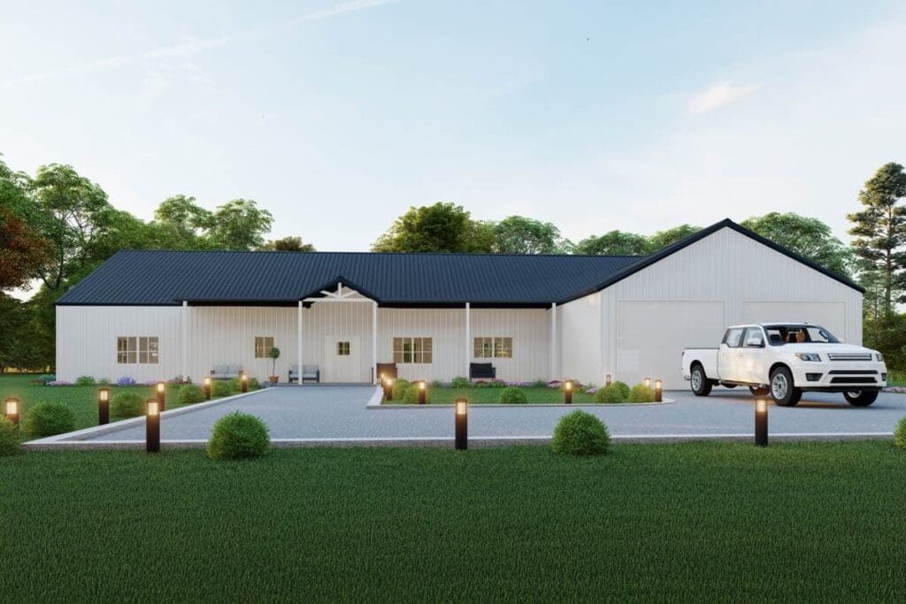 Single Story 5-Bedroom Modern Farmhouse Barndominium with 2-Car Garage (Floor Plan)